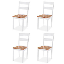 Avis Ensemble salle à manger de jardin 5 pcs,Table et chaise à dîner MDF et hévéa Blanc -MN44601