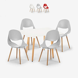 Ahd Amazing Home Design Ensemble 4 Chaises Table Carrée Blanche 80x80cm Design Scandinave Dax Light, Couleur: Gris