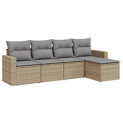 vidaXL Salon de jardin avec coussins 5 pcs beige résine tressée