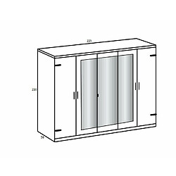 Inside 75 Armoire corniche STOKE 5 portes 3 miroirs corps imitation chêne poutre rechampis graphite