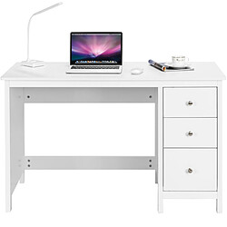 Helloshop26 Bureau informatique table d'ordinateur 120 x 50 x75 cm spacieux avec 3 tiroirs style moderne coloris blanc 20_0004849