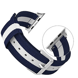 Shot Bracelet Nylon 38/40mm pour IWATCH Serie 3 APPLE Confortable Sport Tissu (BLEU/BLANC)