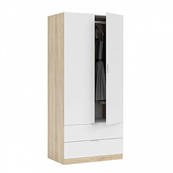 Webmarketpoint Armoire avec 2 portes et 2 tiroirs Cm. 80x52x180