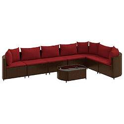 vidaXL Salon de jardin 8 pcs avec coussins marron résine tressée