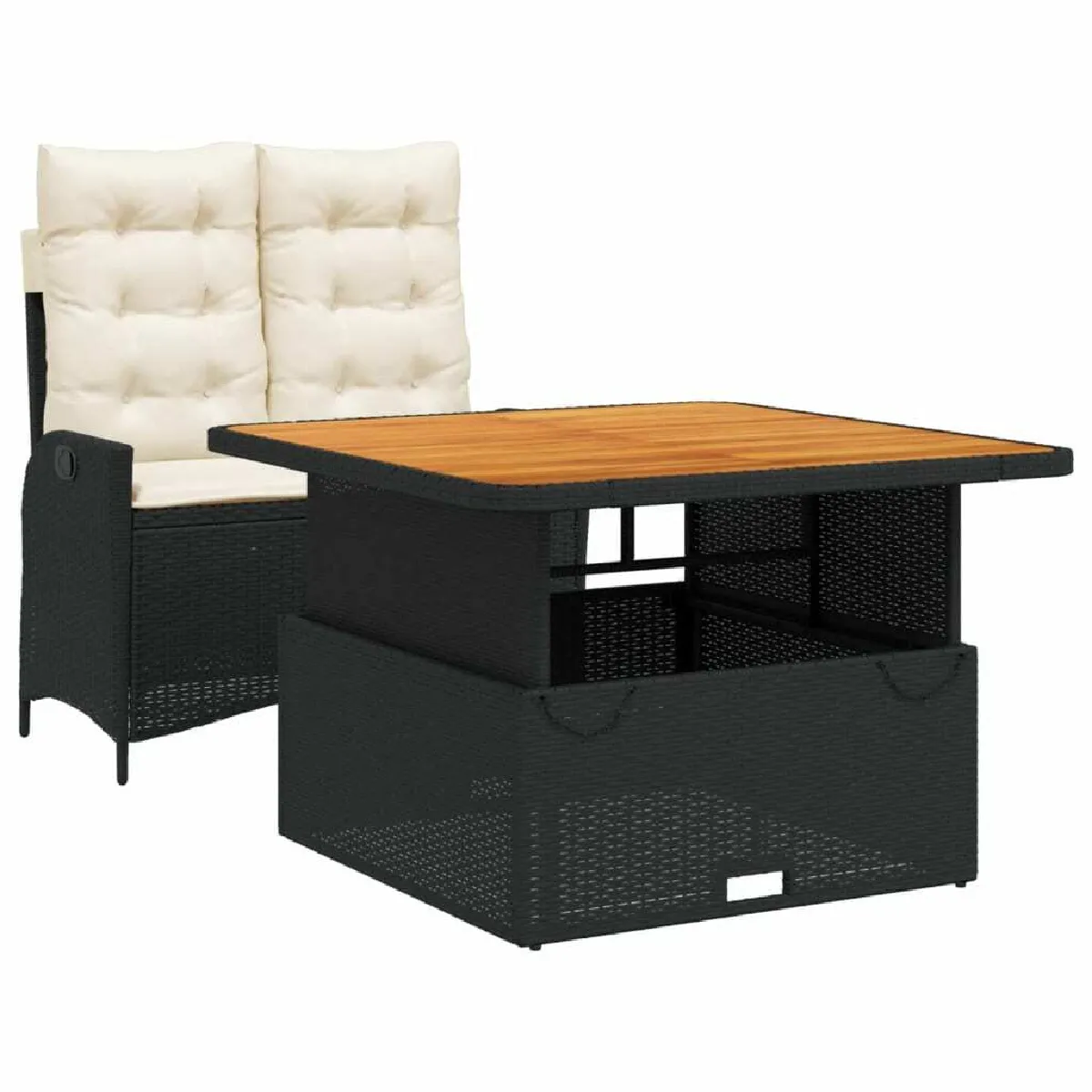 Maison Chic Ensemble à manger d'extérieur 2 pcs avec coussins,Salon de jardin,Mobilier de jardin noir résine tressée -GKD941591