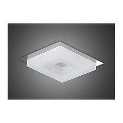 Luminaire Center Plafonnier encastrable Marcel Ampoules 6W LED carré 3000K IP44, 550lm, chrome poli/acrylique givré