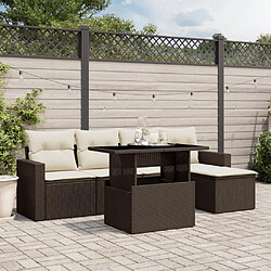 vidaXL Salon de jardin avec coussins 6 pcs marron résine tressée 