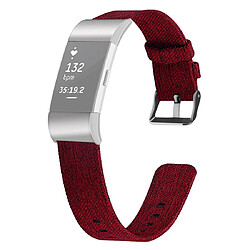 Wewoo Bracelet pour montre connectée FITBIT Charge 2 de en toile avec toiletaille L Rouge 