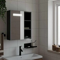 Maison Chic Armoire de salle de bain,Meuble de rangement,Meuble haut à miroir avec LED noir 45x13x52 cm -GKD927623