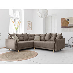 Bestmobilier Lena - canapé d'angle convertible - avec coffre - style scandinave - 5 places - gauche Lena - canapé d'angle convertible - avec coffre - style scandinave - 5 places - gauche - Latte