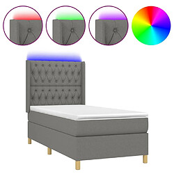 Sommier à lattes et matelas LED,Cadre à lattes de lit pour Adulte Gris foncé 100x200 cm Tissu -MN28889