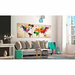 Paris Prix Tableau Imprimé World Map : Painted World 80 x 200 cm