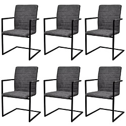 vidaXL Chaises à manger cantilever lot de 6 gris similicuir