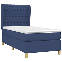 Avis Maison Chic Lit Adulte - Lit simple Lit à sommier tapissier avec matelas moelleux - Meuble de Chambre - Bleu 90x200 cm Tissu -MN44262