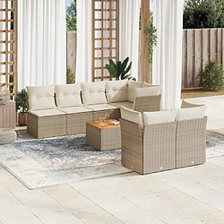 Maison Chic Salon de jardin avec coussins 8 pcs | Ensemble de Table et chaises | Mobilier d'Extérieur beige résine tressée -GKD37624