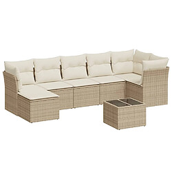 vidaXL Salon de jardin avec coussins 8 pcs beige résine tressée