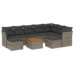 Maison Chic Salon de jardin avec coussins 10 pcs, Ensemble Tables et chaises de jardin, gris résine tressée -GKD430076