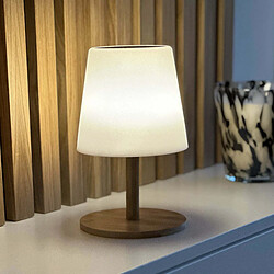 Lumisky Lampe de table solaire STANDY MINI WOOD SOLAR Blanc Bambou H25cm