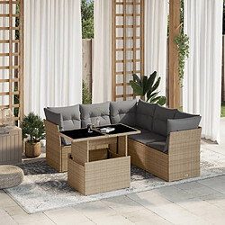 vidaXL Salon de jardin avec coussins 6 pcs beige résine tressée 