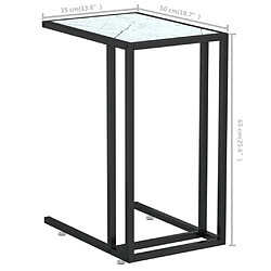 vidaXL Table d'appoint ordinateur Marbre blanc 50x35x65cm Verre trempé pas cher