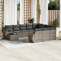 Maison Chic Salon de jardin 11 pcs avec coussins | Ensemble de Table et chaises | Mobilier d'Extérieur gris résine tressée -GKD95794