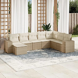 Maison Chic Salon de jardin avec coussins 8 pcs | Ensemble de Table et chaises | Mobilier d'Extérieur beige résine tressée -GKD33413