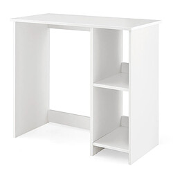 Helloshop26 Bureau d'ordinateur table de travail pour petit espace avec 2 compartiments bureau informatique 40 x 80 x 74 cm blanc 20_0007990 