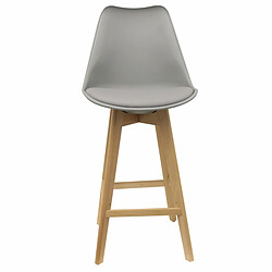 Toilinux 2 Tabourets de bar en bois scandinaves Home Factory - H. 105 cm - Gris