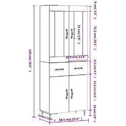 vidaXL Buffet haut Chêne fumé 69,5x34x180 cm Bois d'ingénierie pas cher