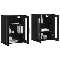 Avis Maison Chic Lot de 2 Armoires murales,Meuble de Rangement,Armoire Suspendue noir bois d'ingénierie -MN37112