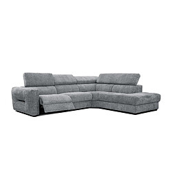 Courtois Laville Canapé d'angle droit Calvera Calvera 5 places avec un relax électrique tissu gris moyen