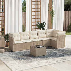 vidaXL Salon de jardin avec coussins 7 pcs beige résine tressée 