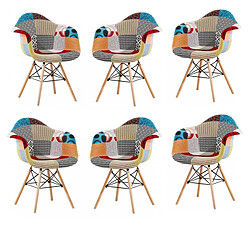 Life Interiors Set of 6 Moda Eiffel Patchwork Armchair Multicolor 