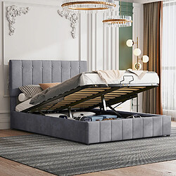 Sweiko Lit double avec tête de lit capitonnée réglable en hauteur velours confortable Lit adulte gris 140x200 cm pas cher