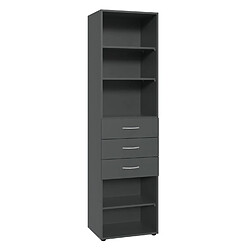 Pegane Etagère de rangement avec 3 tiroirs et 3 tablettes en mélamine coloris graphite - longueur 50 x hauteur 185 x profondeur 40 cm 