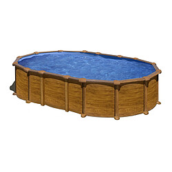 Piscine acier aspect bois Amazonia ovale 6,34 x 3,99 x 1,32 m - Gré