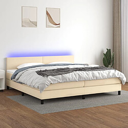 vidaXL Sommier à lattes de lit et matelas et LED Crème 200x200cm Tissu 