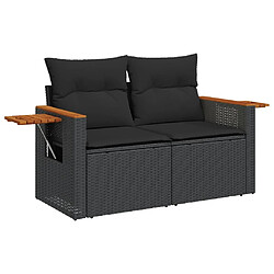 Acheter vidaXL Salon de jardin 11 pcs avec coussins noir résine tressée