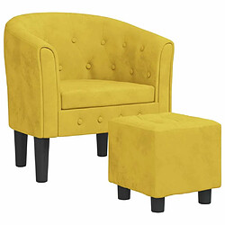 Maison Chic Fauteuil cabriolet et repose-pieds,Fauteuil luxe pour relax jaune velours -MN54014