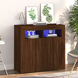 Maison Chic Buffet commode,console avec lumières LED pour rangement chêne marron 80x35x75 cm -MN37078