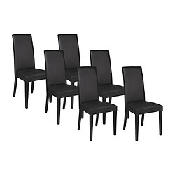 Vente-Unique Lot de 6 chaises TACOMA - Simili noir & pieds noirs