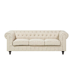 Beliani Canapé en tissu beige 3 places CHESTERFIELD 