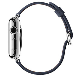 Acheter Wewoo Bracelet en cuir avec bouton de montre classique pour Apple Watch séries 3 et 2 & 1 38 mm bleu nuit