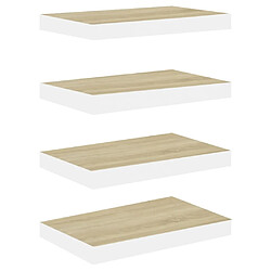 vidaXL Étagères flottantes 4 pcs chêne et blanc 50x23x3,8 cm MDF