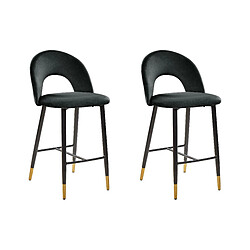 Beliani Tabouret de bar Set de 2 Velours Noir FALTON