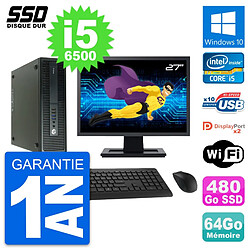 PC HP 600 G2 SFF Ecran 27" Intel Core i5-6500 RAM 64Go SSD 480Go Windows 10 Wifi · Occasion 