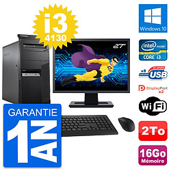 PC Tour Lenovo M83 Ecran 27" Intel i3-4130 RAM 16Go Disque 2To Windows 10 Wifi - Occasion