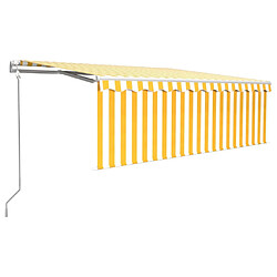 Maison Chic Auvent automatique de porte,Marquise Brise-soleil + store capteur de vent LED 4x3m Jaune blanc -GKD70203