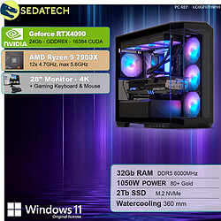 Sedatech Pack PC Gamer V360 • AMD Ryzen 9 7900X • RTX4090 • 32Go DDR5 • 2To SSD M.2 • Windows 11 • Moniteur 28"