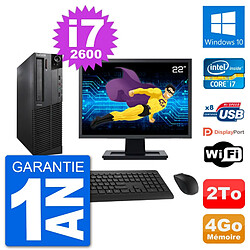 PC Lenovo M92p SFF Ecran 22" Intel i7-2600 RAM 4Go Disque 2To Windows 10 Wifi - Occasion